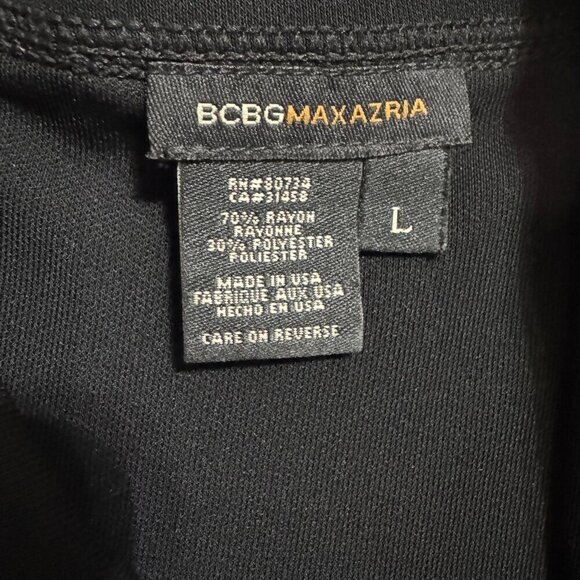 BCBGMaxAzria Black Halter Midi Dress – Size Large, Open Back with Ring Detail - Picture 4 of 4